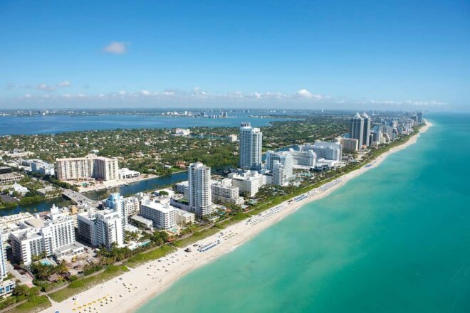 View of the Miami coastline during the daytime